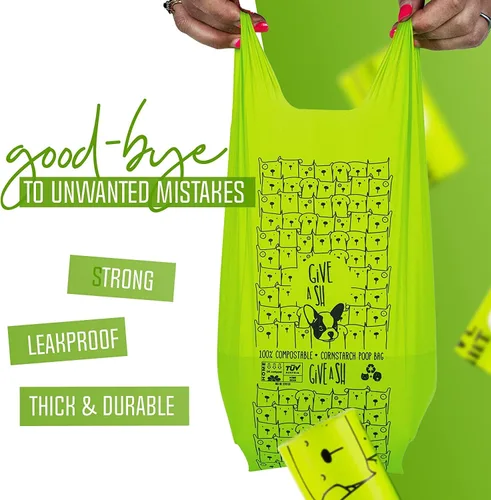 Vista 4 de Certified Home - Bolsas compostables para excrementos de perro con asas, 120 bolsas (10 rollos) NF T51-800, ASTM D6400 and EN 13432 certified