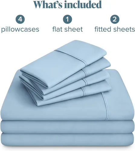 Vista 55 de Bare Home Sheet Set 1800 Ultra-Soft with 2 Pillowcases (Twin XL, Dark Blue)