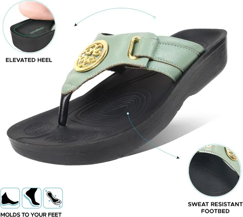 Vista 4 de AEROTHOTIC Chanclas con soporte de arco para mujer, cómodas y elegantes correas con plantilla antideslizante, sandalias elegantes de moda
