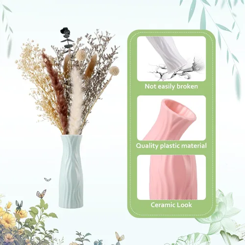 Vista 3 de FRIUSATE - Paquete de 12 jarrones de plástico a granel, jarrones de flores para centros de mesa Tall Bud Vase for Wedding Decor Small Unbreakable