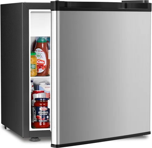 Vista 12 de Antarctic Star Mini refrigerador compacto con puerta reversible individual, estante de alambre, botón de descongelación