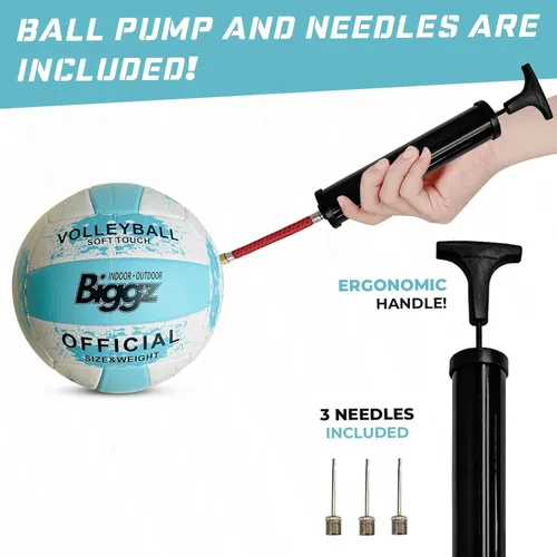 Vista 6 de Biggz Beach Volleyball Size 5 with Hand Pump - White or Teal