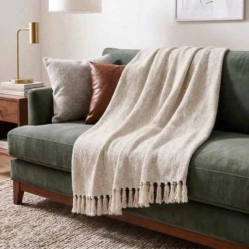 Vista 16 de Americanflat Manta de algodón suave y transpirable de 50 x 60 pulgadas, para sofá, cama, silla, mantas decorativas perfectas para el hogar