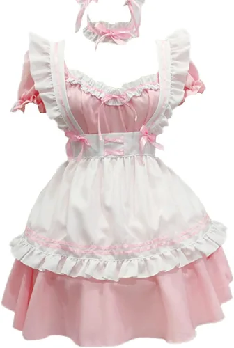 Vista 4 de Anime japonés Sissy Sirvienta Vestido Cosplay Dulce Clásico Lolita Elegante Delantal Disfraz Juego de Rol Sirvienta Francesa Traje de Lencería