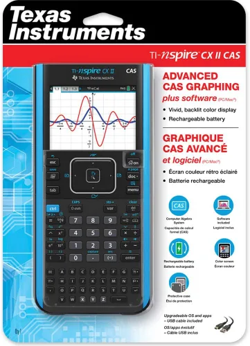Vista 3 de Texas Instruments TI-Nspire CX II CAS - Calculadora gráfica Pantalla a color, 8 aplicaciones integradas, programación Python, software incluido