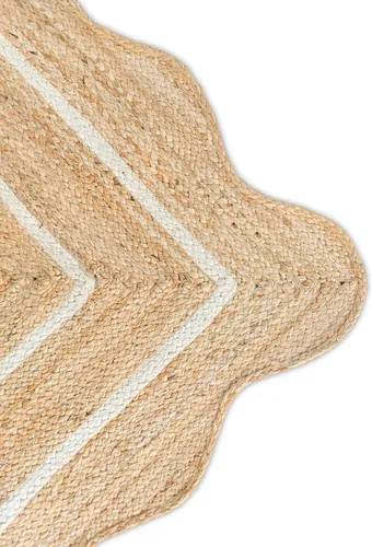 Vista 53 de Alfombra de Yute Natural Ondulada Festoneada - Corredor de Entrada Boho, Festón Estilo Granja, Blanco Roto (8'x10') Camino de entrada bohemio