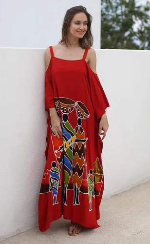 Vista 7 de SHU-SHI Maxivestido caftán para mujer, hombros descubiertos, estilo casual, largo, para playa, talla grande, caftán