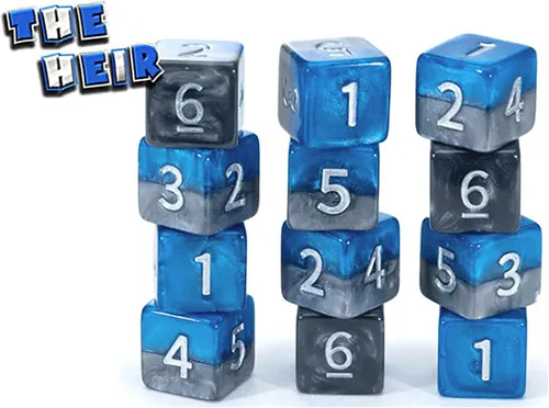Vista 2 de Gate Keeper Games & Dice The Heir Dice Pack – Juego de dados de 12 piezas, Gate Keeper Games, 12d6 azul y gris D6