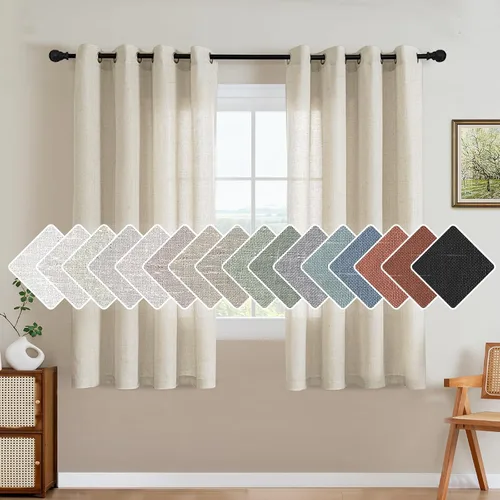 Vista 63 de H.VERSAILTEX Elegant - Cortinas texturizadas de lino natural mezclado con eficiencia energética, filtrado de luz, con ojales de níquel