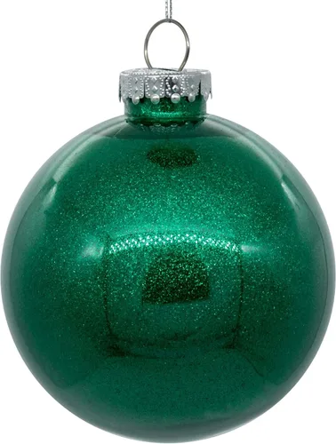 Vista 22 de Vickerman Adorno navideño de bola transparente de 3 pulgadas con interior de purpurina dorada antigua. Oro envejecido