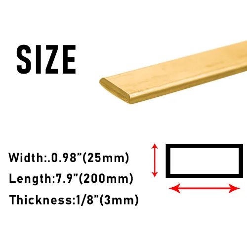 Vista 2 de Barra plana de latón de 1/8" x 1" x 8", lámina de latón de metal calibre 9 para modelos, manualidades, reparaciones, eléctrico (3 * 25 * 200mm)