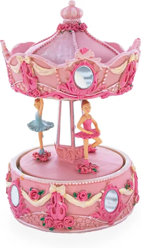 Vista 3 de BestPysanky Figura musical giratoria de carrusel de bailarina rosa