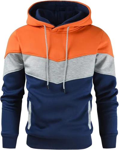 Vista 12 de Gesean - Sudadera con capucha para hombre, diseño de bloques de color, estilo suéter, manga larga, casual, con bolsillo