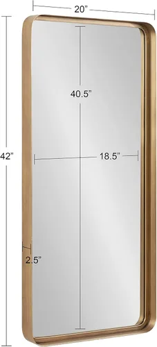 Vista 5 de Kate and Laurel Armenta - Espejo rectangular moderno con marco de metal, 20 x 42 pulgadas, dorado, espejo de pared funcional inspirado