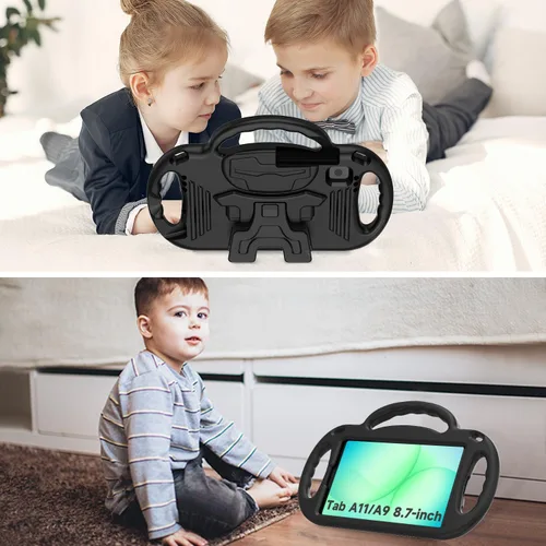 Vista 3 de AVAWO Funda infantil para Samsung Galaxy Tab A11 de 8.7 pulgadas 2026/A9 de 8.7 pulgadas 2023, con correa, soporte de mango ligero a prueba de Negro