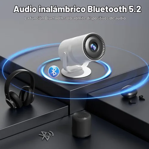 Vista 5 de Mini proyector con Android 12 y aplicaciones integradas, WiFi y Bluetooth color1