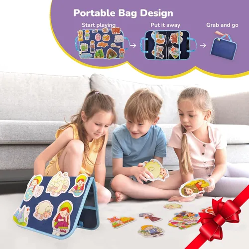 Vista 6 de CHEFAN Juego de Historias de Tablero de Felpa/Flanela de 4 Piezas, Piezas de Felpa PRECORTADAS para Tiempo de Círculo de Preescolares y Pequeños