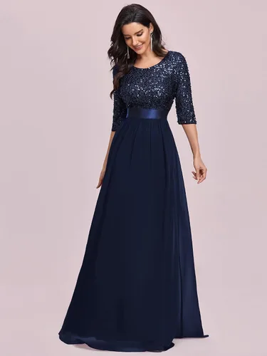 Vista 4 de Ever-Pretty 0683 - Vestido largo de noche con lentejuelas y cuello redondo para mujer