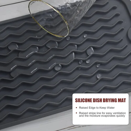 Vista 4 de Tapete de silicona para secado de platos para múltiples usos, fácil de limpiar, ecológico, tapete escurridor de platos resistente al calor