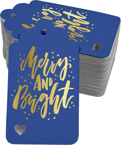Vista 33 de Etiquetas colgantes con texto en inglés "Merry and Bright" (50 unidades)