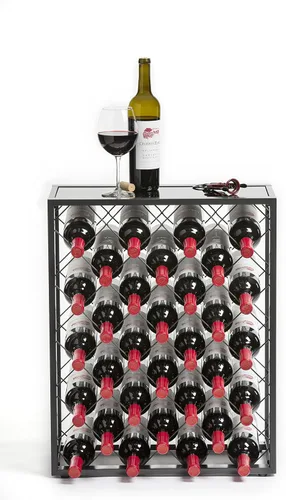 Vista 9 de Mango Steam Consola de estante de vino con mesa de cristal (34 botellas, negro)