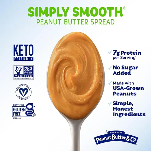 Vista 4 de PB&Co. Simply Smooth Mantequilla de maní, sin azúcar añadida, 16 oz