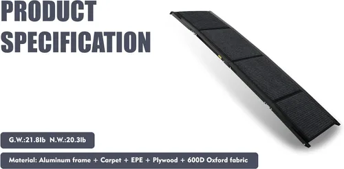 Vista 7 de Dog Ramp for Car- 71" Extra Long & 19.3" Wide Folding Dog Ramps for Large Dogs with Non-Slip Rug Surface Portable Dog Car Ramp for SUV Car & Truck