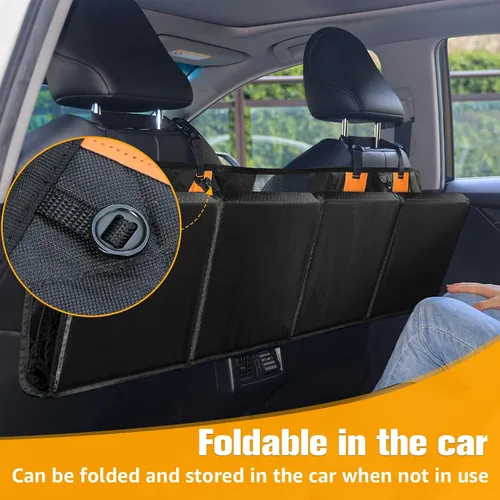 Vista 6 de PETICON Extensor de asiento trasero para perros, funda de asiento de coche para perro de fondo duro, soporta 400 libras, funda de asiento trasero