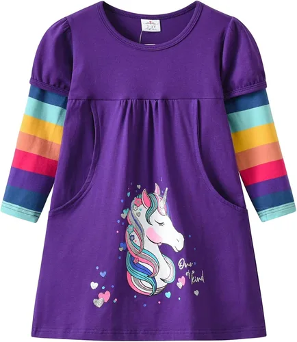 Vista 11 de VIKITA - Vestidos de invierno para niñas, de manga larga, ropa escolar para niñas de 2 a 12 años Alh5805