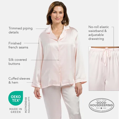 Vista 3 de Pijama clásico de seda para mujer (en caja de regalo), de Fishers Finery