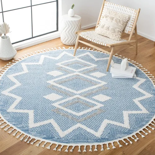 Vista 11 de SAFAVIEH Tapete grueso marroquí con borlas, 2 pies 2 pulgadas x 9 pies, color marfil y negro, no desprende pelusa y de fácil cuidado, 0.75 pulgadas