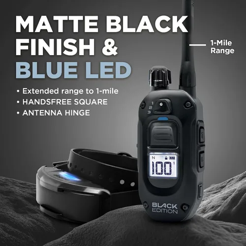 Vista 4 de Dogtra 1900X Black Edition E-Collar – Rango de 1 milla, perros 45 libras +, IPX9K impermeable, 100 niveles de estimulación, vibración, tono