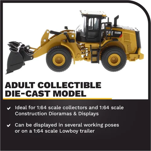 Vista 3 de 1/64 Hybrid Collection Series CAT 950M Cargador de ruedas Tenedor largo y cubo (2 troncos incluidos)