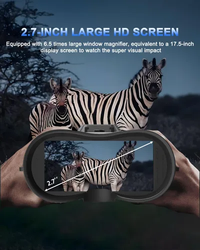 Vista 5 de Gafas de visión nocturna montadas en la cabeza, prismáticos de visión nocturna 4K para adultos con pantalla de 2.7 pulgadas, tarjeta TF de 32 GB