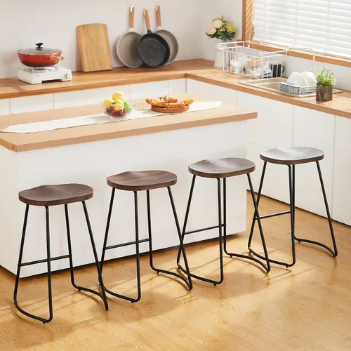 Vista 16 de HeuGah Juego de 2 taburetes de bar, taburetes de bar de 26" de altura de mostrador con pata de metal, taburetes de bar rústicos sin respaldo