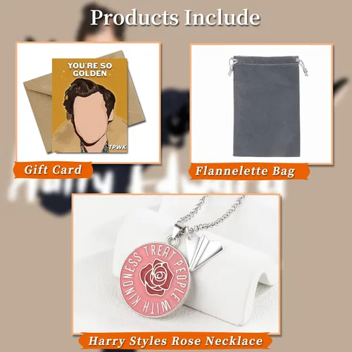 Vista 5 de YOUGANNA Harry TPWK - Collar esmaltado de rosas para mujer One Direction Harry Paper Airplane Necklace Harry Fans Jewelry Gift para adolescentes