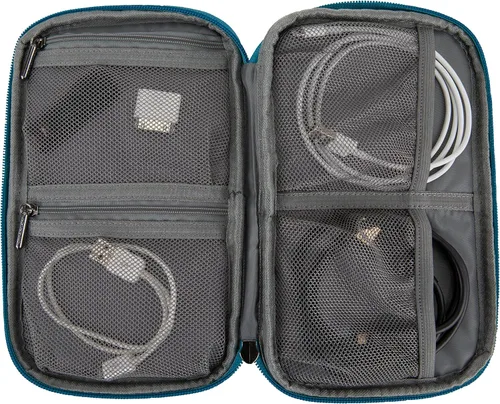 Vista 3 de Travelon World Travel Essentials - Organizador técnico, Verde azulado (Peacock Teal), World Travel Essentials - Organizador técnico