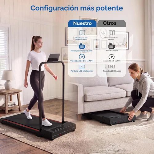 Vista 3 de Almohadilla para caminar, caminadora con barra de mango, cintas de correr plegables para el hogar, interiores, debajo del escritorio, almohadillas