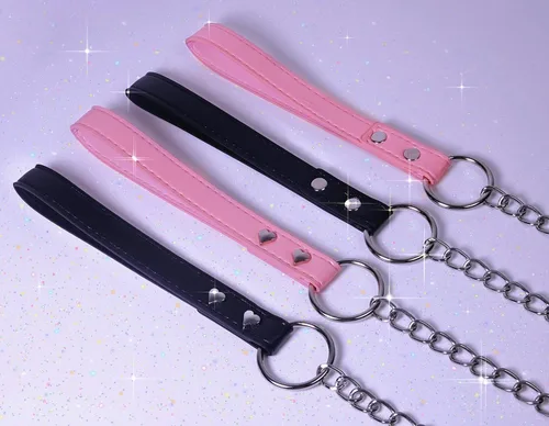 Vista 6 de paloli Pink Choker Necklace for Women Leather Collar Fluffy Punk Leash Neck Choker Gothic Cosplay Sexy Jewelries