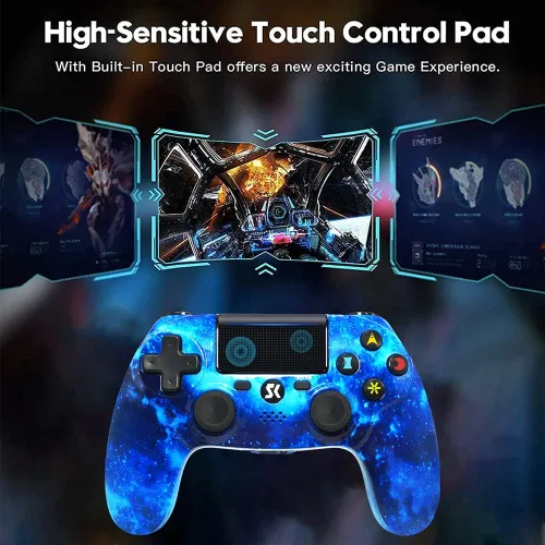 Vista 3 de CHENGDAO 2 Pack Wireless Controller for PS4, Double Shock Controller Compatible with Playstation 4 ProSlimPC with Sensitive Touch Pad,Mini LED