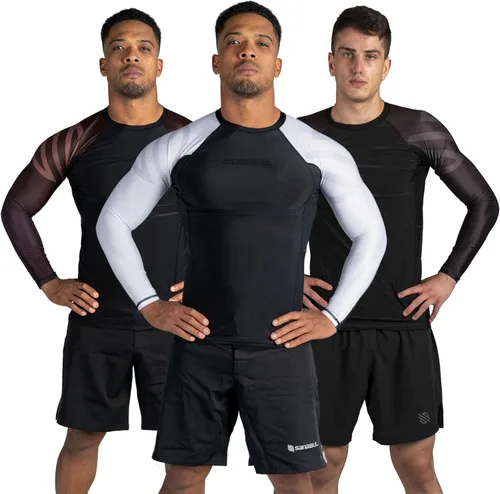 Vista 11 de Sanabul Essential - Camiseta de compresión de manga larga para entrenamiento de MMA, BJJ, lucha libre, agarre y Jiu Jitsu sin gi Todo negro
