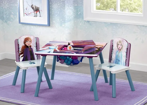 Vista 3 de Delta Children Juego de mesa y silla para niños con almacenamiento (2 sillas incluidas), ideal para artes y manualidades, merienda, educación