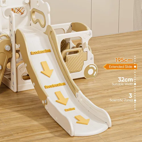 Vista 6 de Lischwert Tobogán 5 en 1 para niños, juego de toboganes de interior para niños, juego independiente de tobogán al aire libre, parque infantil
