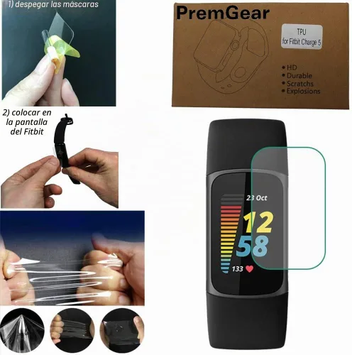 Vista 8 de Fitbit Charge 5 Advanced Fitness & Health Tracker (blanco) con GPS integrado, herramientas de gestión de estrés, paquete con 2 correas de reloj