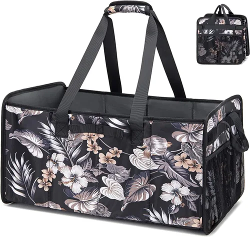 Vista 11 de Bolsa de mano extragrande con marco de alambre, plegable, reutilizable, bolsas de compras resistentes para comestibles con asas, organizador