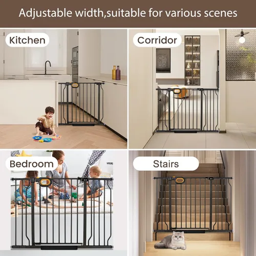 Vista 6 de owlie Pequeña puerta estrecha para bebé para escaleras, pasillos de 23.6-27.6 pulgadas de ancho, puerta de presión para niños, puerta para niños