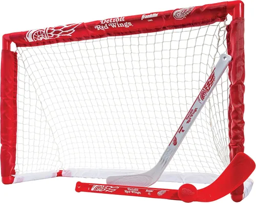Vista 21 de Franklin Sports NHL - Juego de mini hockey para niños, portería de hockey sobre rodilla, pelota + 2 palos, juego de juguetes para interiores