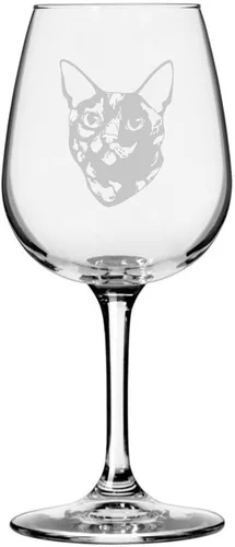 Vista 13 de Copa de vino de 12.75 onzas con temática de gato abisinio grabada para todo uso