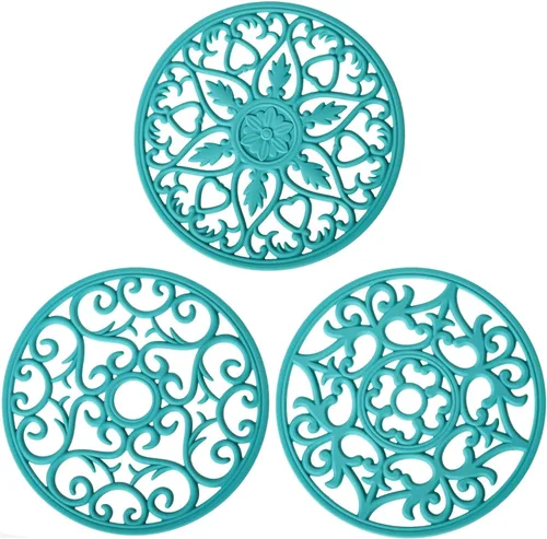 Vista 10 de Salvamanteles para platos calientes, salvamanteles de silicona para cocina, salvamanteles de silicona para ollas y sartenes calientes, soporte