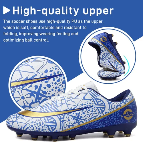 Vista 2 de GRESKY Tacos de fútbol para hombre y mujer, zapatos de fútbol para interiores y exteriores AGTF